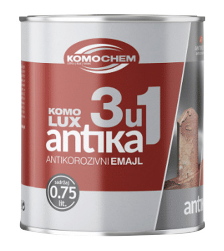 Boja za metal 3u1 0,75l KOMOLUX ANTIKA crna