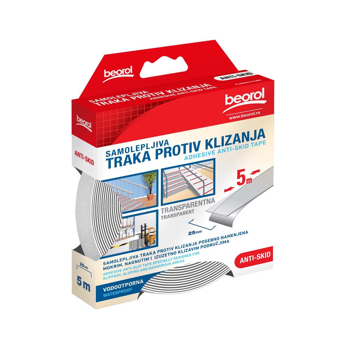 Samoljepljiva traka protiv klizanja Anti-Skid 25mm x 5m transparentna GT5T/Beorol