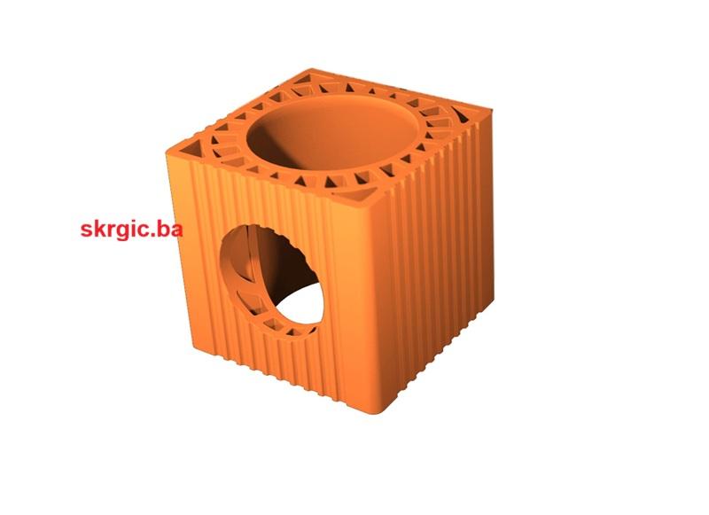 Ciglarski blok za dimnjak fi 16 (25x25x19 cm) – I-Crni