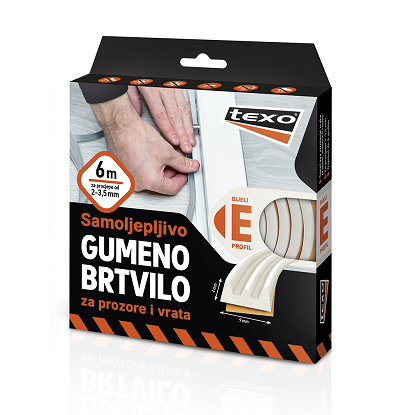 Texo gumeno brtvilo E-profil bijelo 6m