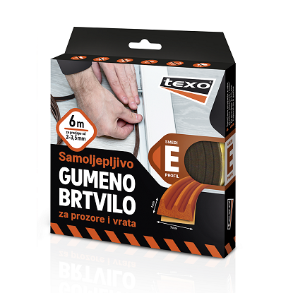 Texo gumeno brtvilo E-profil smeđe 6m