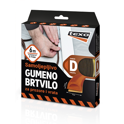Texo gumeno brtvilo D-profil smeđe 6m