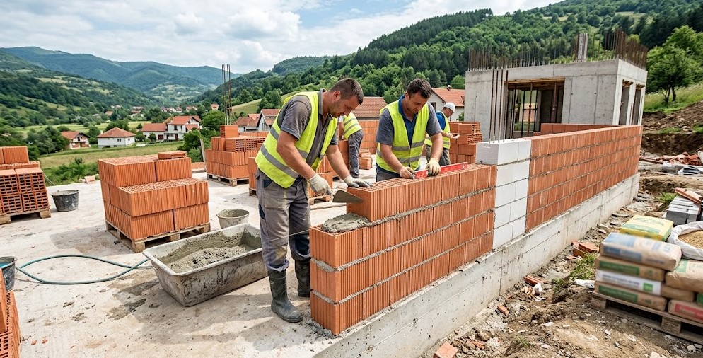Cijena zidanja po m² u BiH 2026 - rad i materijal